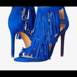 Steve Madden Blue Fringe Heel Sz 8